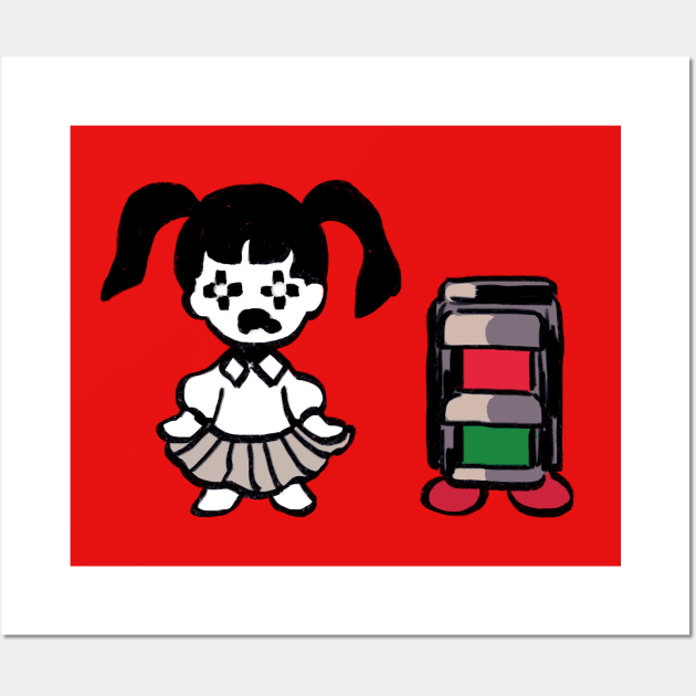 monoko and madotsuki stop sign traffic light yume nikki Wall Art by mudwizard